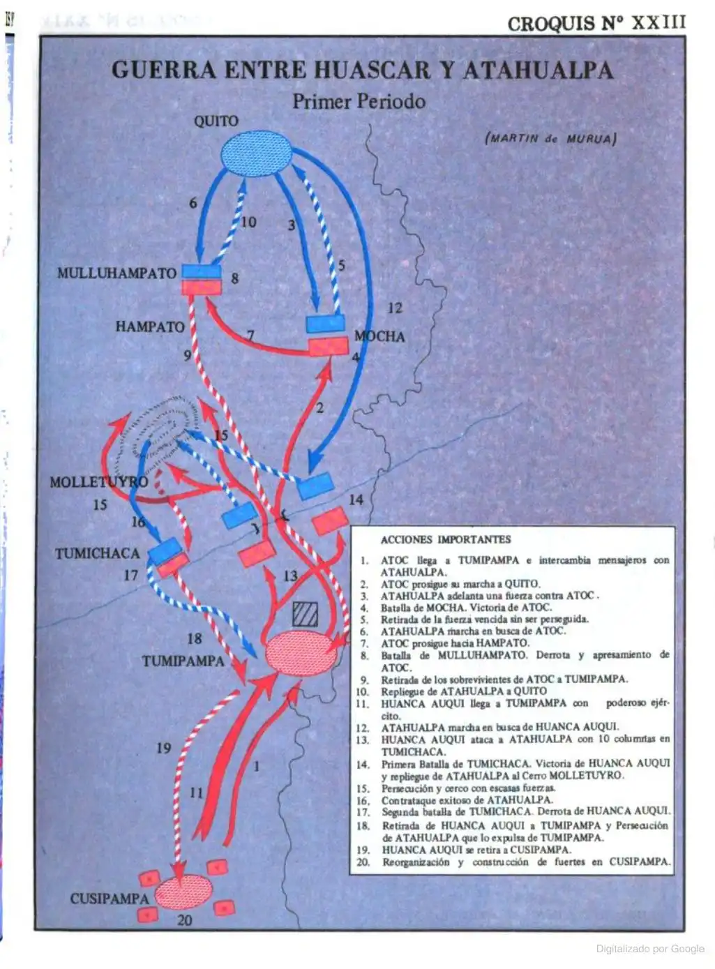 Mapa del Imperio inca, el Tahuantinsuyo, dividido por la guerra civil entre Huáscar y Atahualpa poco antes de la llegada de los españoles