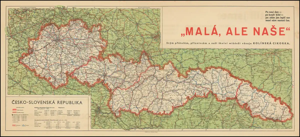 Mapa de 1938 de la Segunda República Checoslovaca tras el Acuerdo de Múnich
