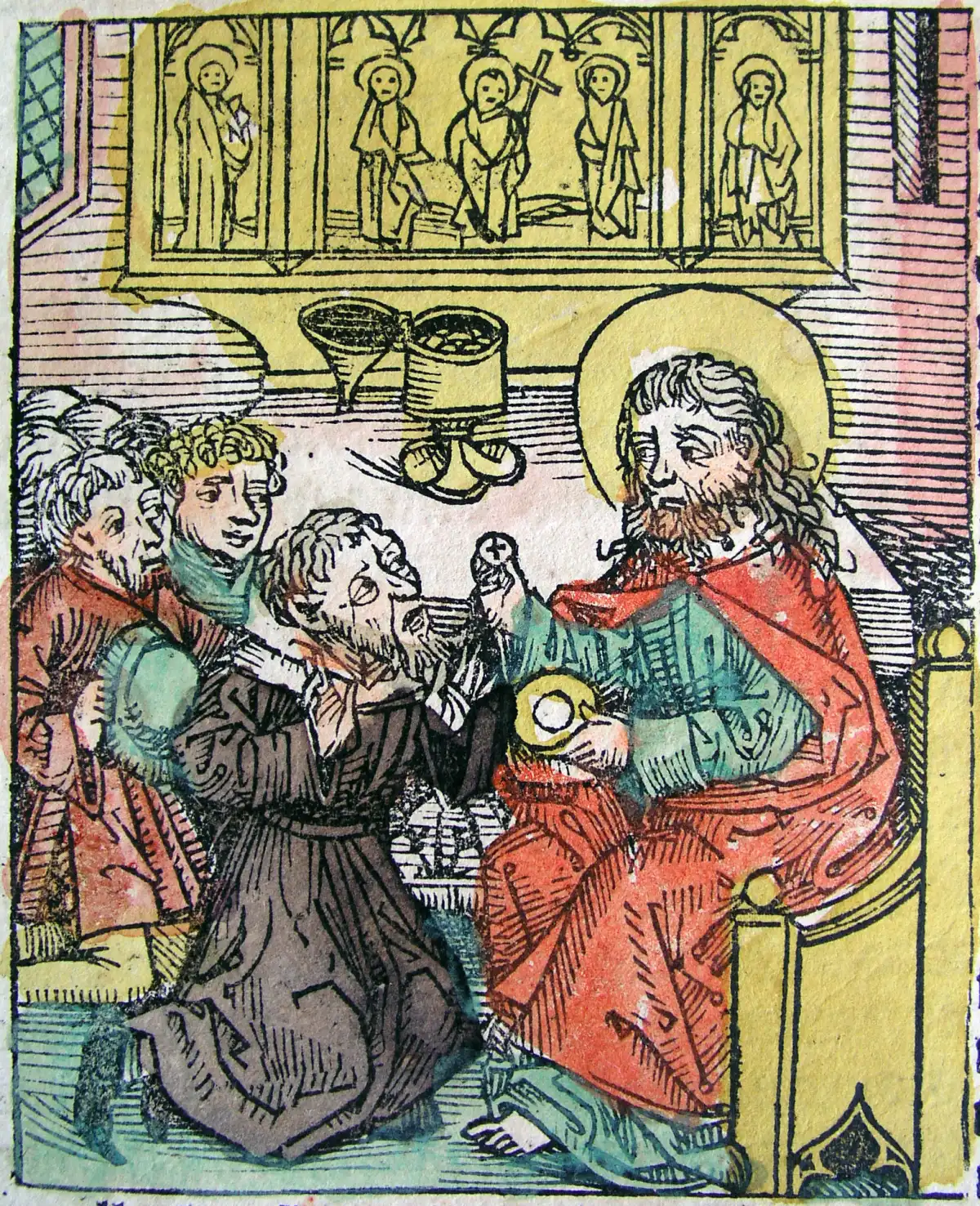 Ilustración de la Crónica de Núremberg, de Hartmann Schedel (1440-1514): el papa Gregorio VIII sometiéndose al papa Calixto II.