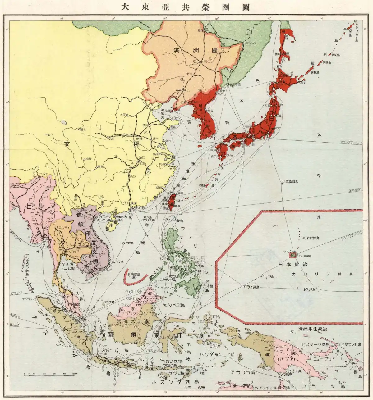 Mapa de la Esfera de Coprosperidad de la Gran Asia Oriental 1941