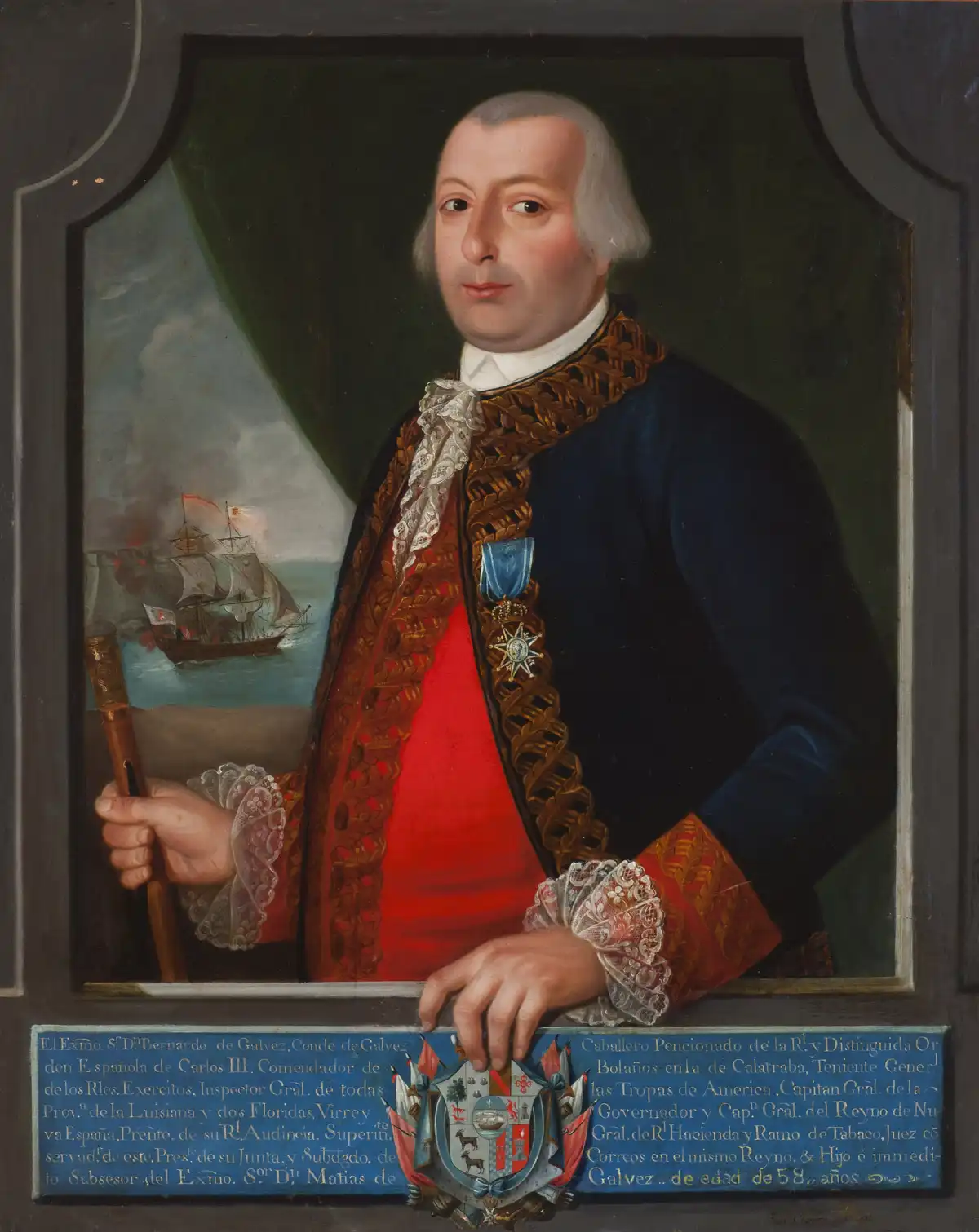 Retrato del general Bernardo de Gálvez, artífice de la reconquista española de la Florida durante la guerra
