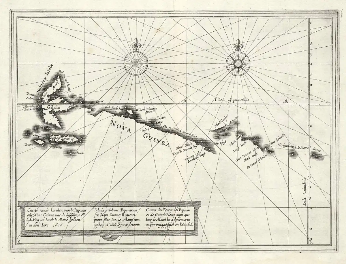 Mapa de Halmahera, la isla de Gilolo donde la capitana de Loaysa alcanzó las Molucas en octubre de 1526.