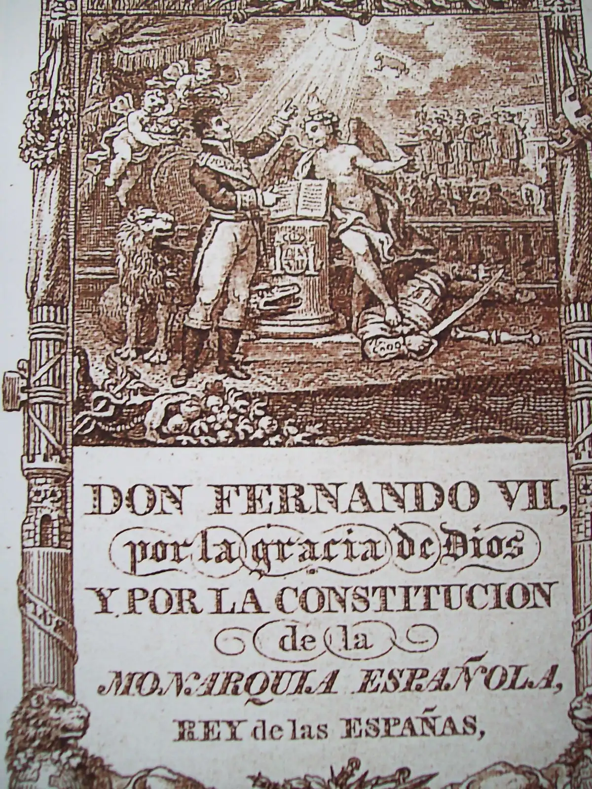 Frontispicio de la Constitución de Cádiz, 1812. Archivo del Congreso de los Diputados, Madrid.