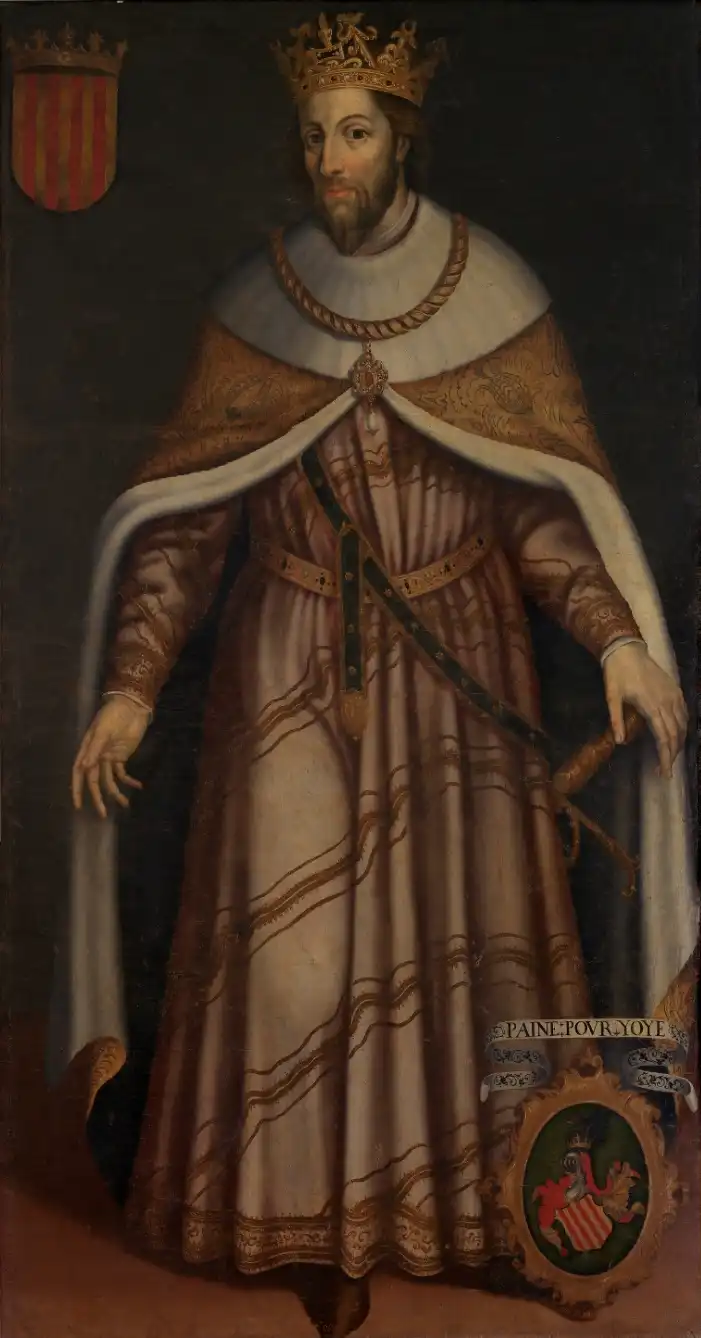 Jaime I de Aragón, hijo de Pedro II, retratado ya como rey adulto tras convertirse en "el Conquistador"