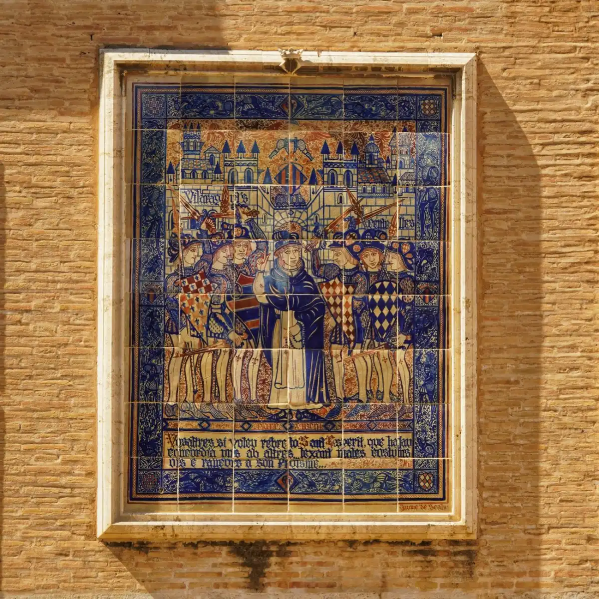 Pintura mural del castillo de Alcañiz que representa la entrada de Jaime I de Aragón en Valencia en 1238