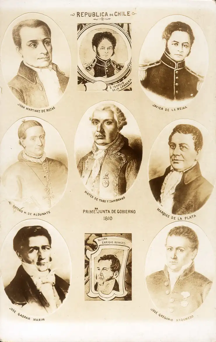 Representación de la constitución de la Primera Junta de Gobierno de Chile, el 18 de septiembre de 1810, en el Real Tribunal del Consulado de Santiago