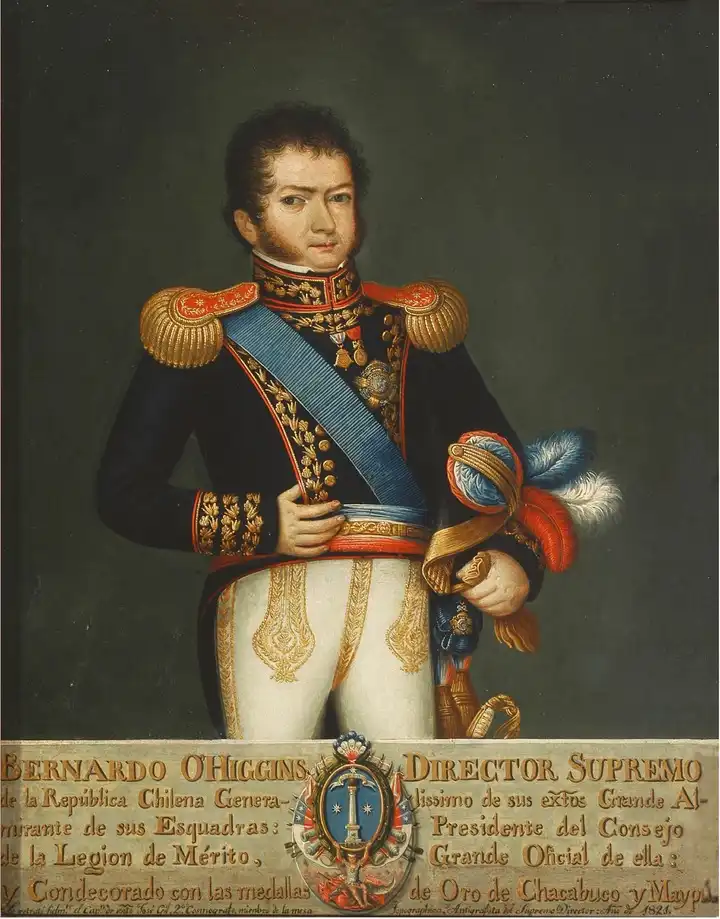 Bernardo O'Higgins, quien proclamó la independencia de Chile el 12 de febrero de 1818