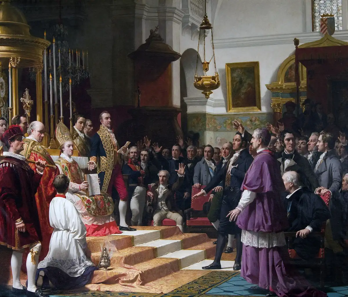 El juramento de los diputados de las Cortes de Cádiz el 24 de septiembre de 1810, óleo de José Casado del Alisal