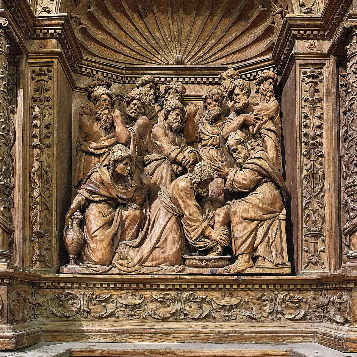 Iglesia de San Pedro (Teruel). Lavatorio de los pies en el retablo mayor de Gabriel Yoli.