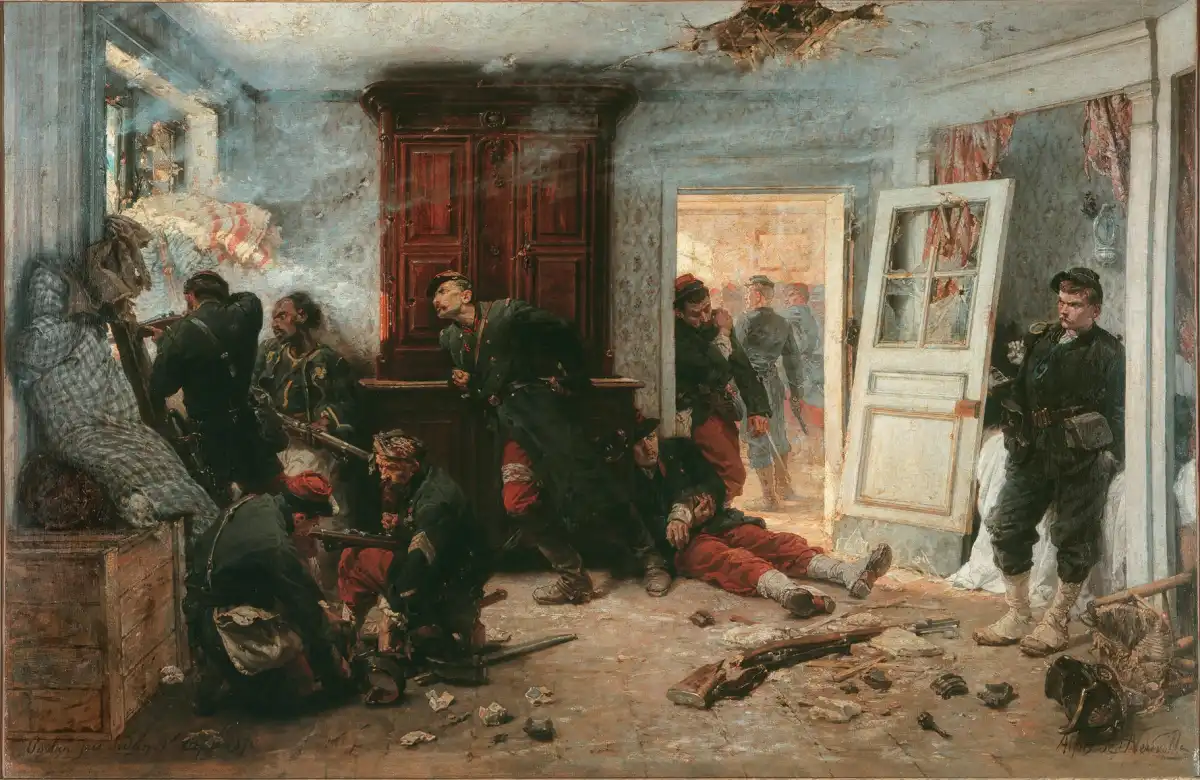 Representación pictórica de la batalla de Sedán, librada el 1 de septiembre de 1870 entre los ejércitos francés y prusiano