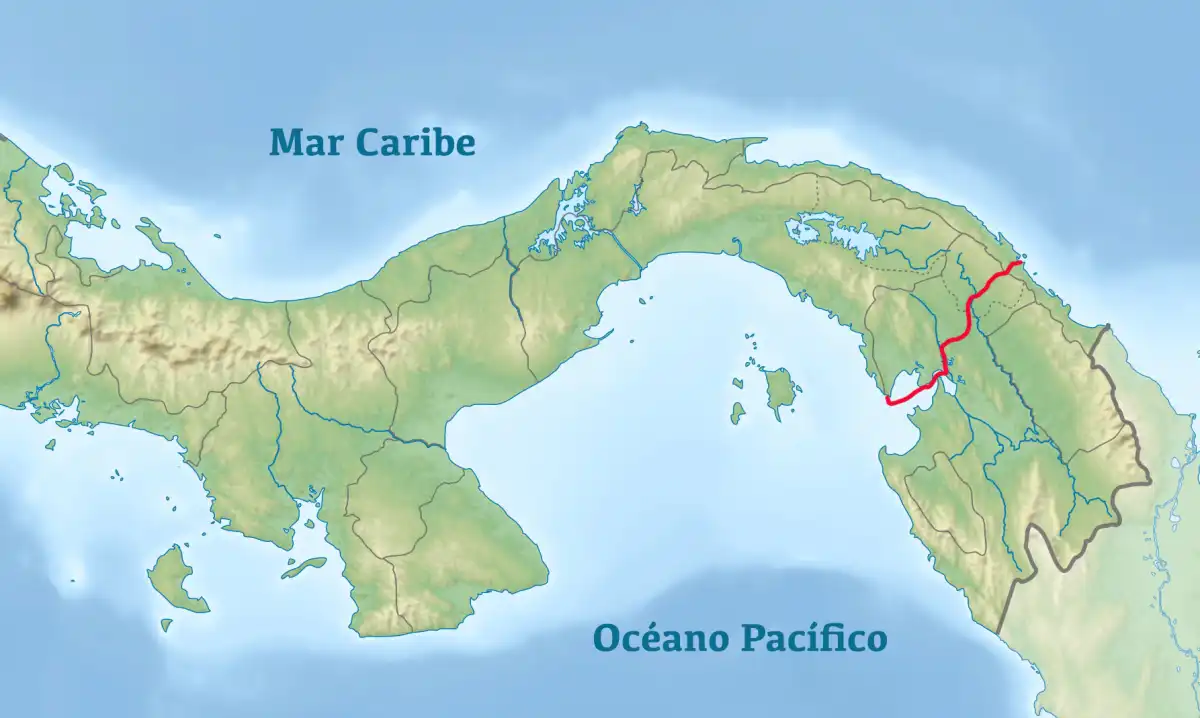 Ruta de Balboa en su descubrimiento del Mar del Sur (1513), desde Acla hasta el Golfo de San Miguel.