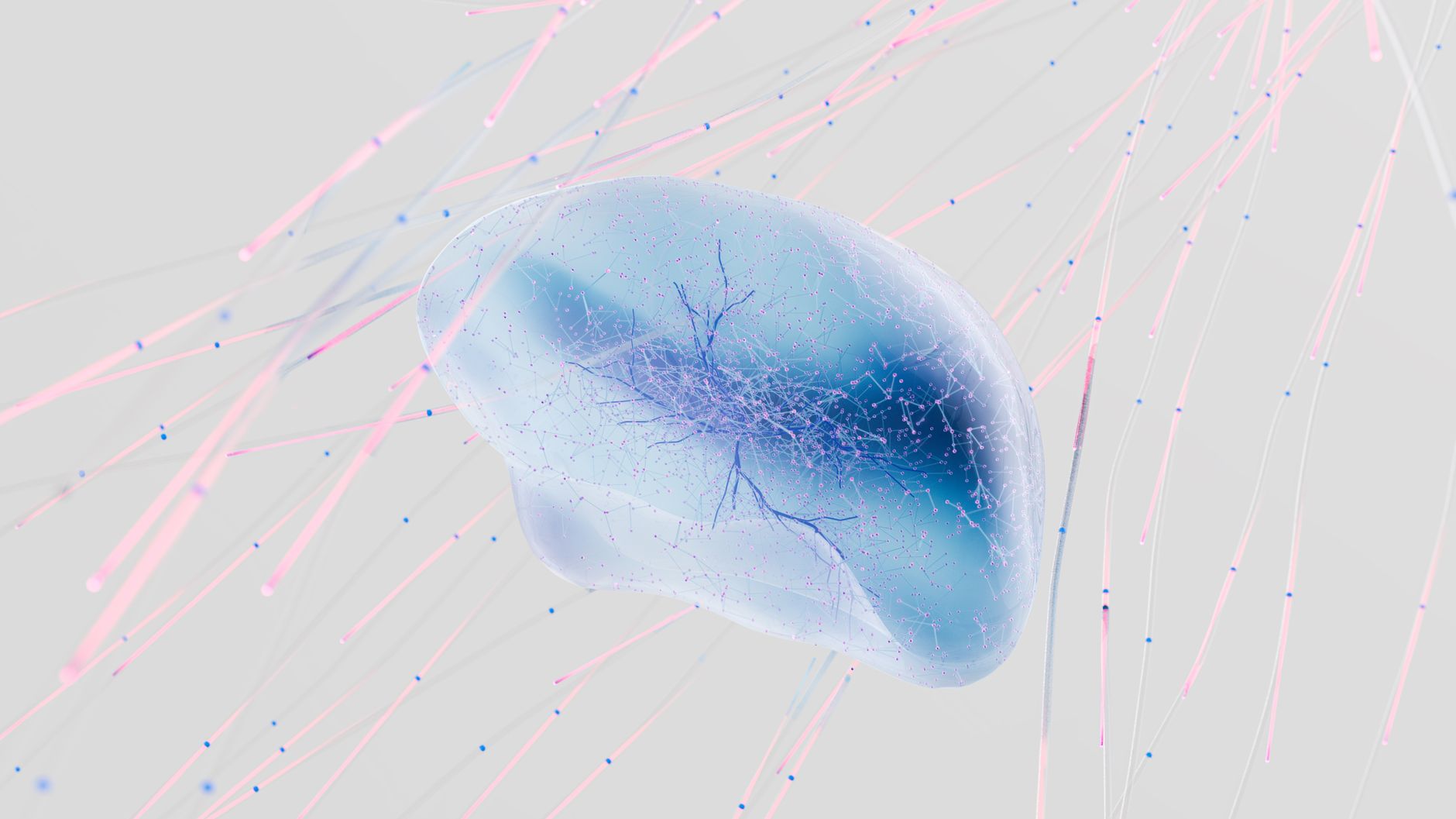 human brain olfactory bulb illustration glowing neurons scientific dark background