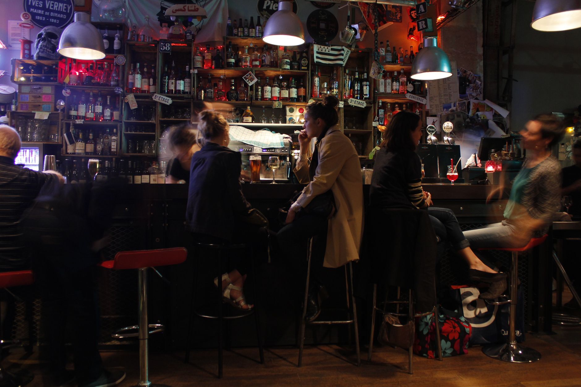 busy tapas bar counter in san sebastian old town evening atmosphere