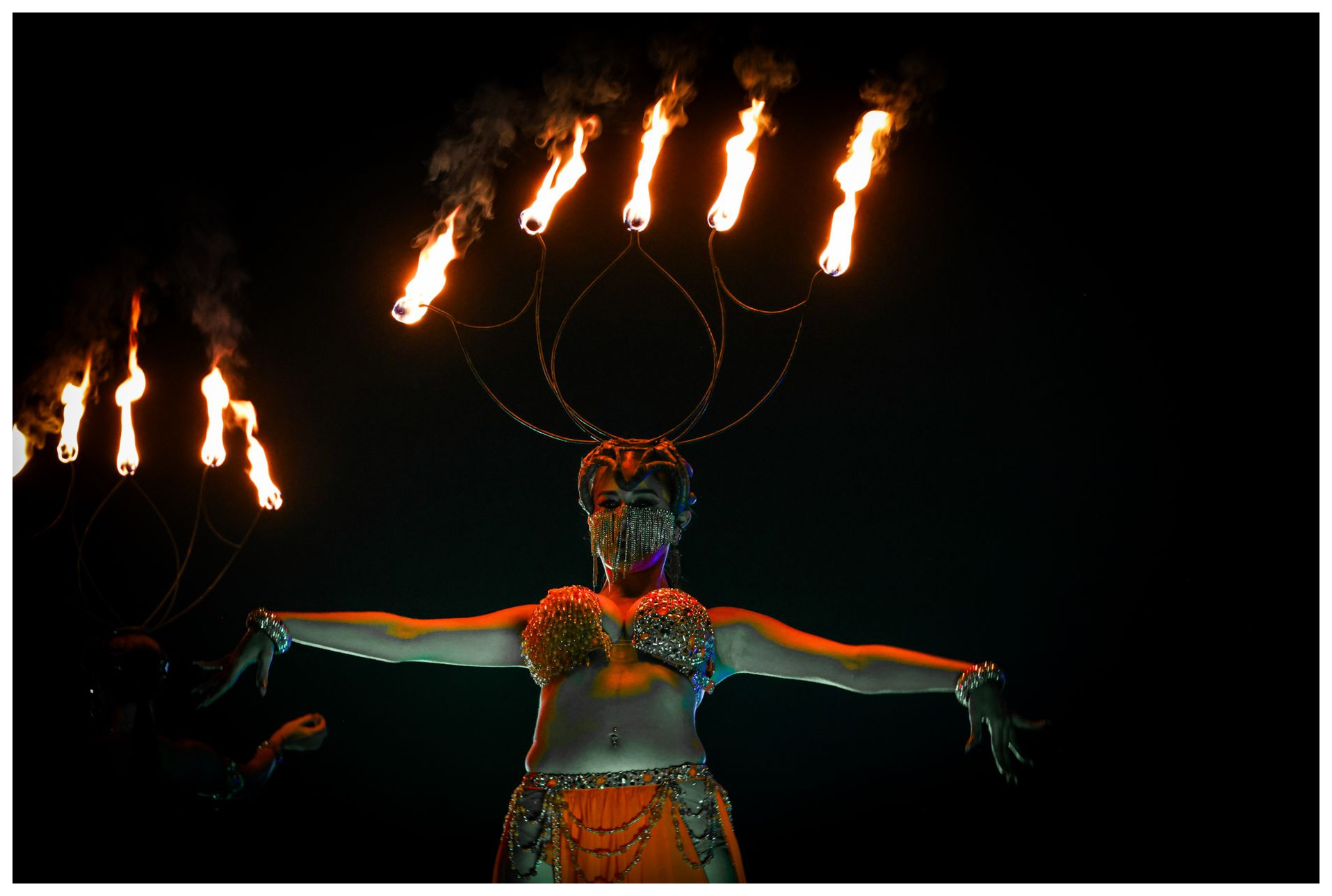 traditional fire performance and medieval reenactment trasmoz feria de brujeria dancers costumes night