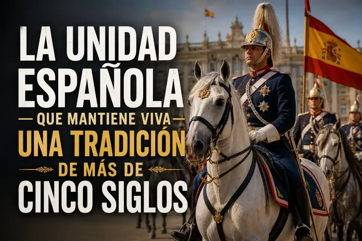 Guarnición real montada con escudo español